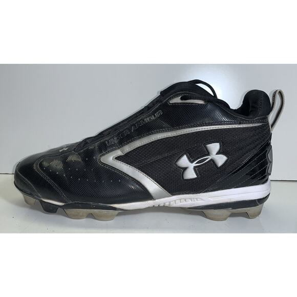 UNDER ARMOUR Mid FOOTBALL CLEATS BLACK/SILVER Men's US Size 12 - Picture 7 of 16